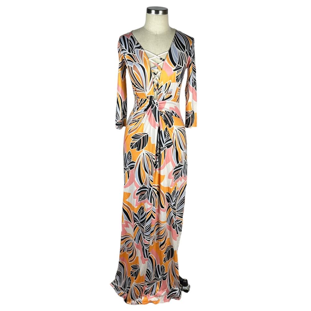 YUMI KIM Pink Retro Bloom‎ Stretch Maxi Dress Women's Size Small NWT Colorful V